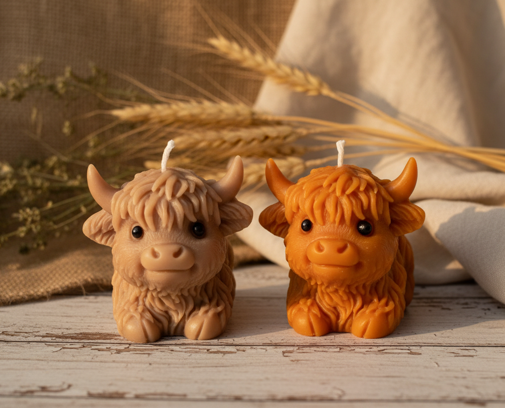 Laying Down Highland Cow Candle