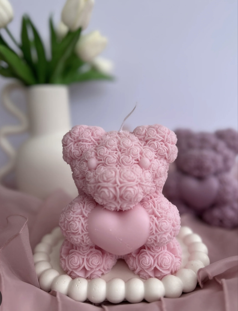 Rose Teddy Bear Candle