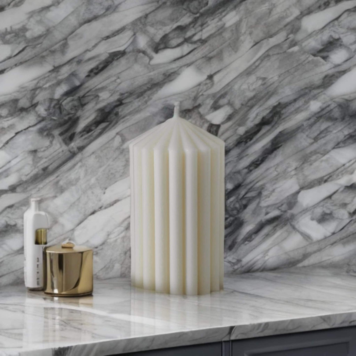Striped column Pillar Candle
