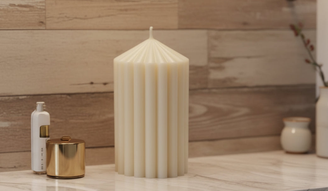 Striped column Pillar Candle