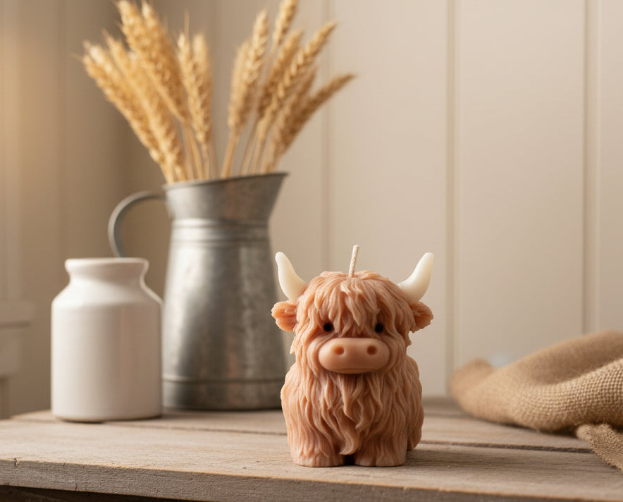 Baby Highland cow candle