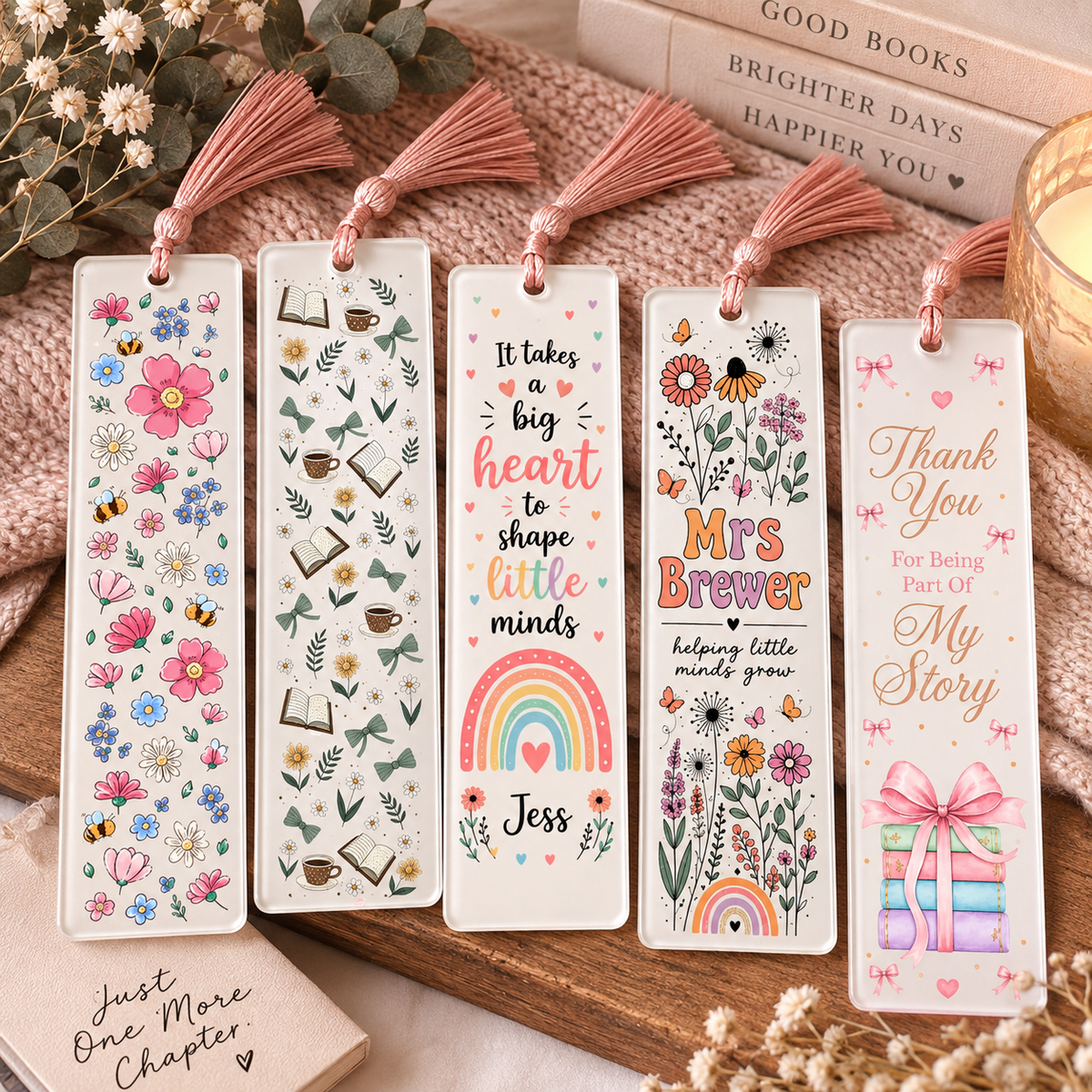 Resin Bookmarks with Tassel – Personalised, Floral & Teacher Designs