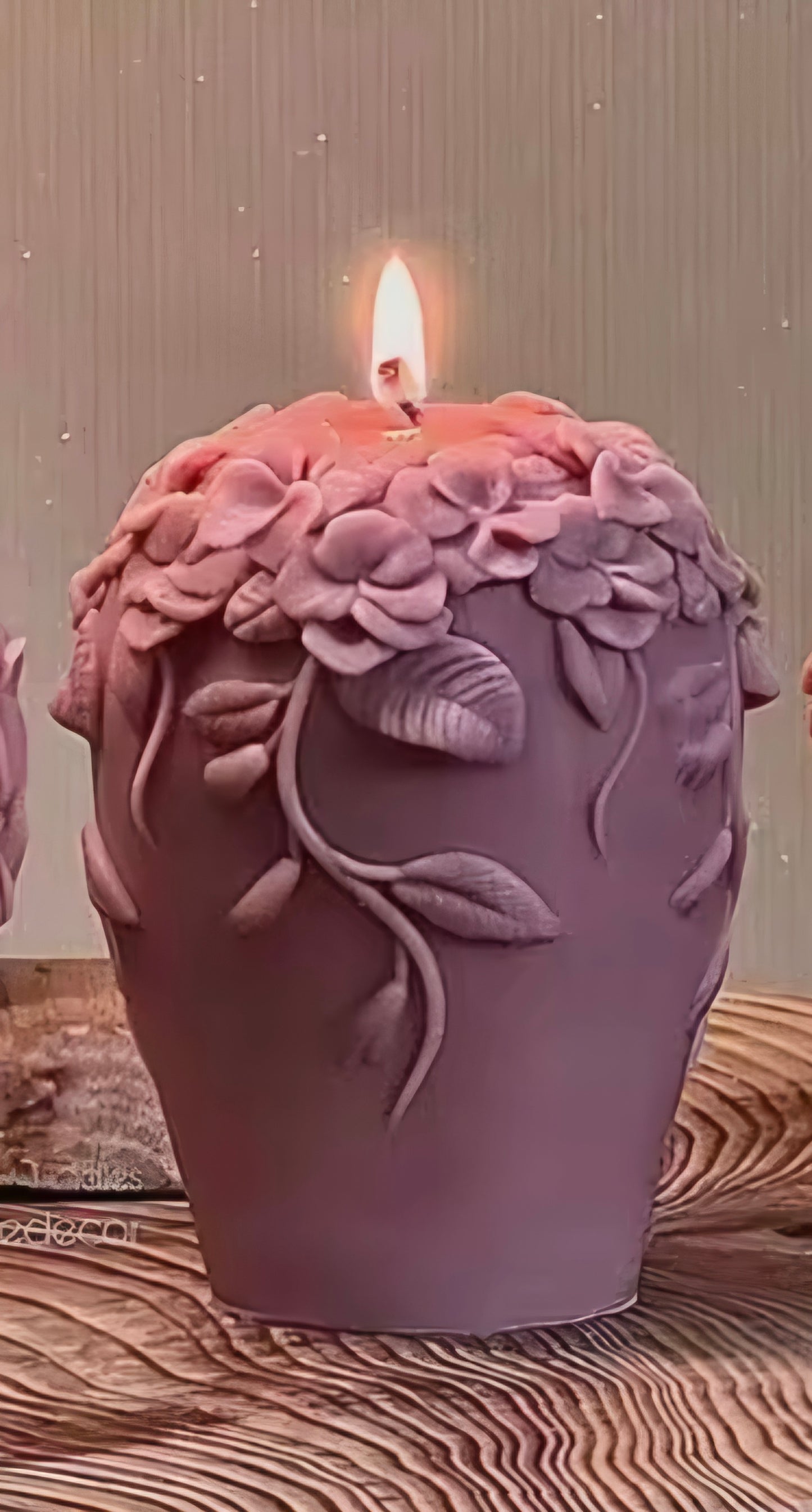 Lace Floral Pillar Candle