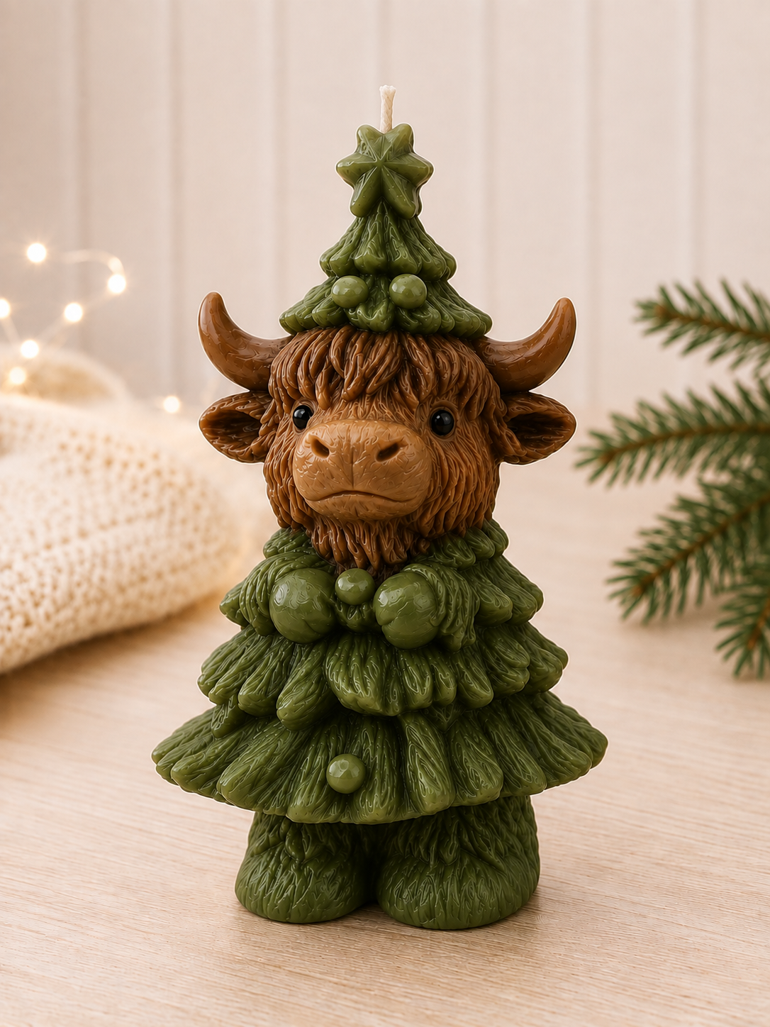 Christmas Highland Cow Candle