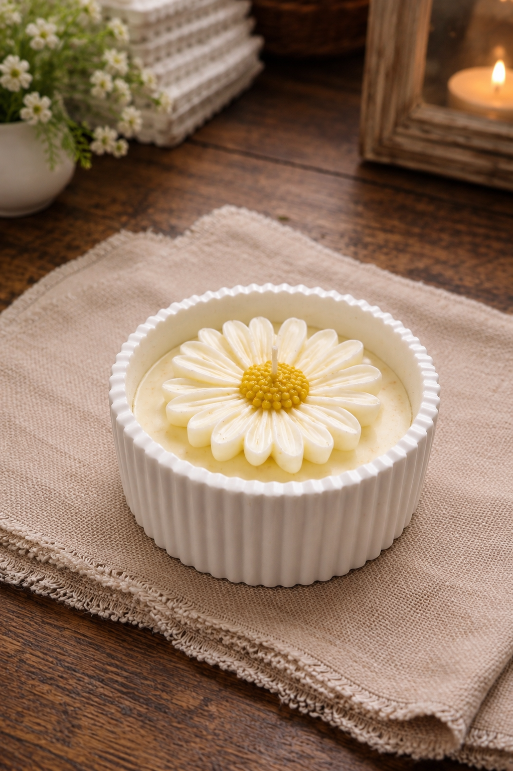 Daisy Flower Candle – Handmade Decorative Scented Candle