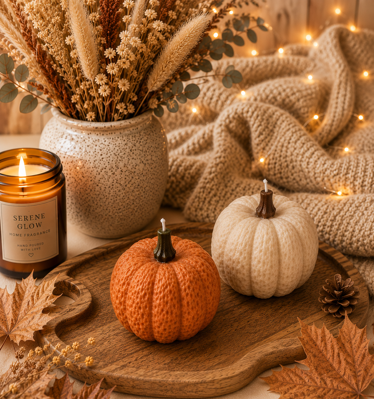 Pumpkin Candle | Handmade Autumn Candle | Serene Glow Home Fragrance