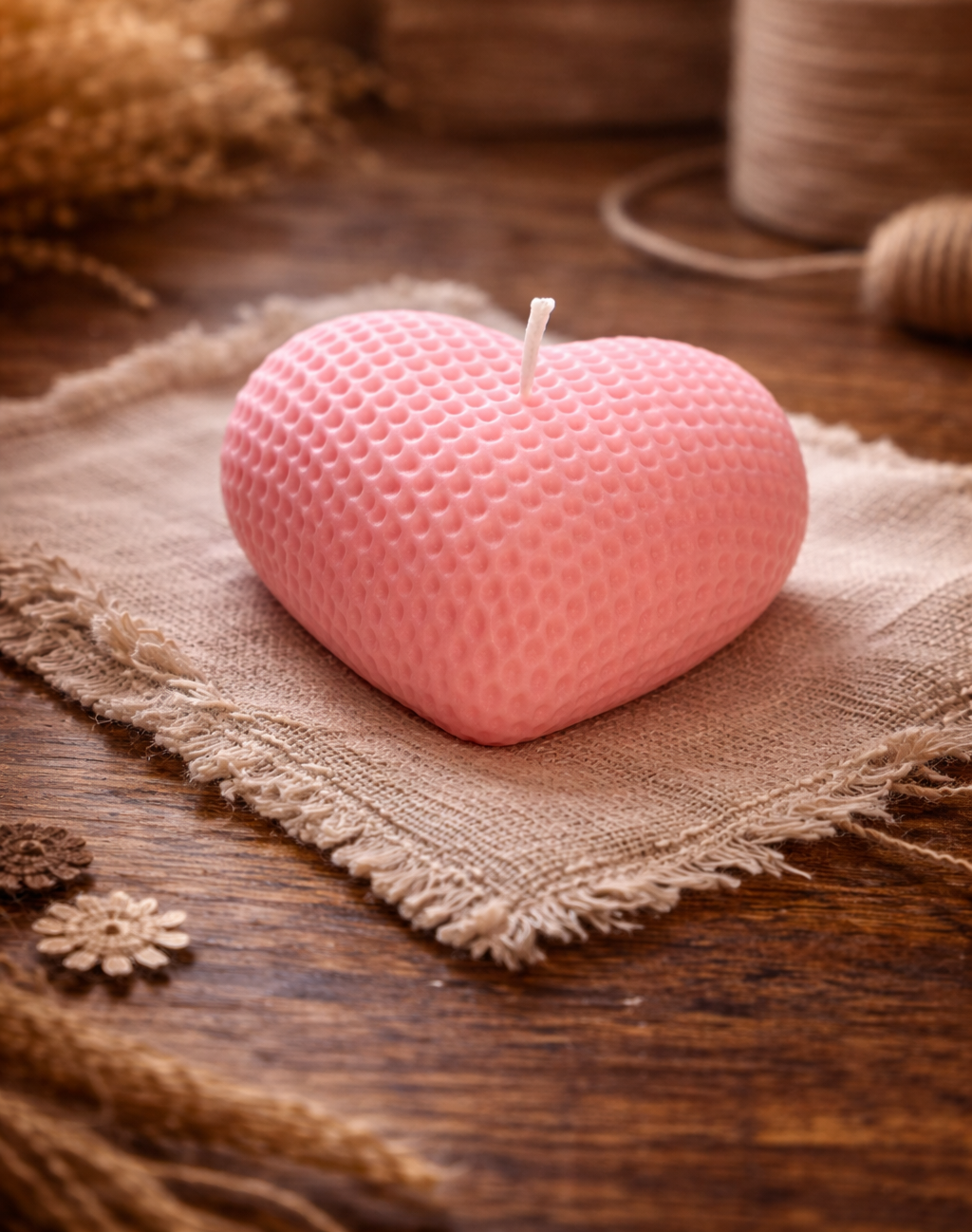 Knitted Heart Candle