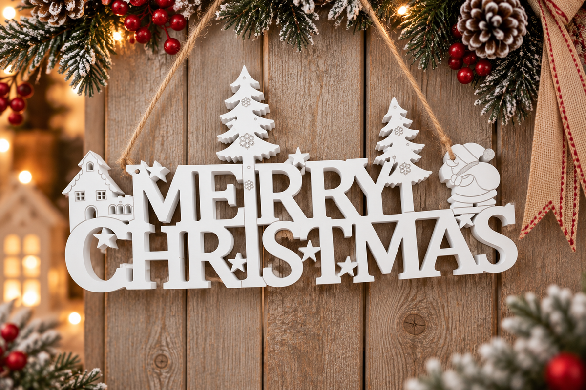 Merry Christmas Hanging Sign – Festive Christmas Decoration