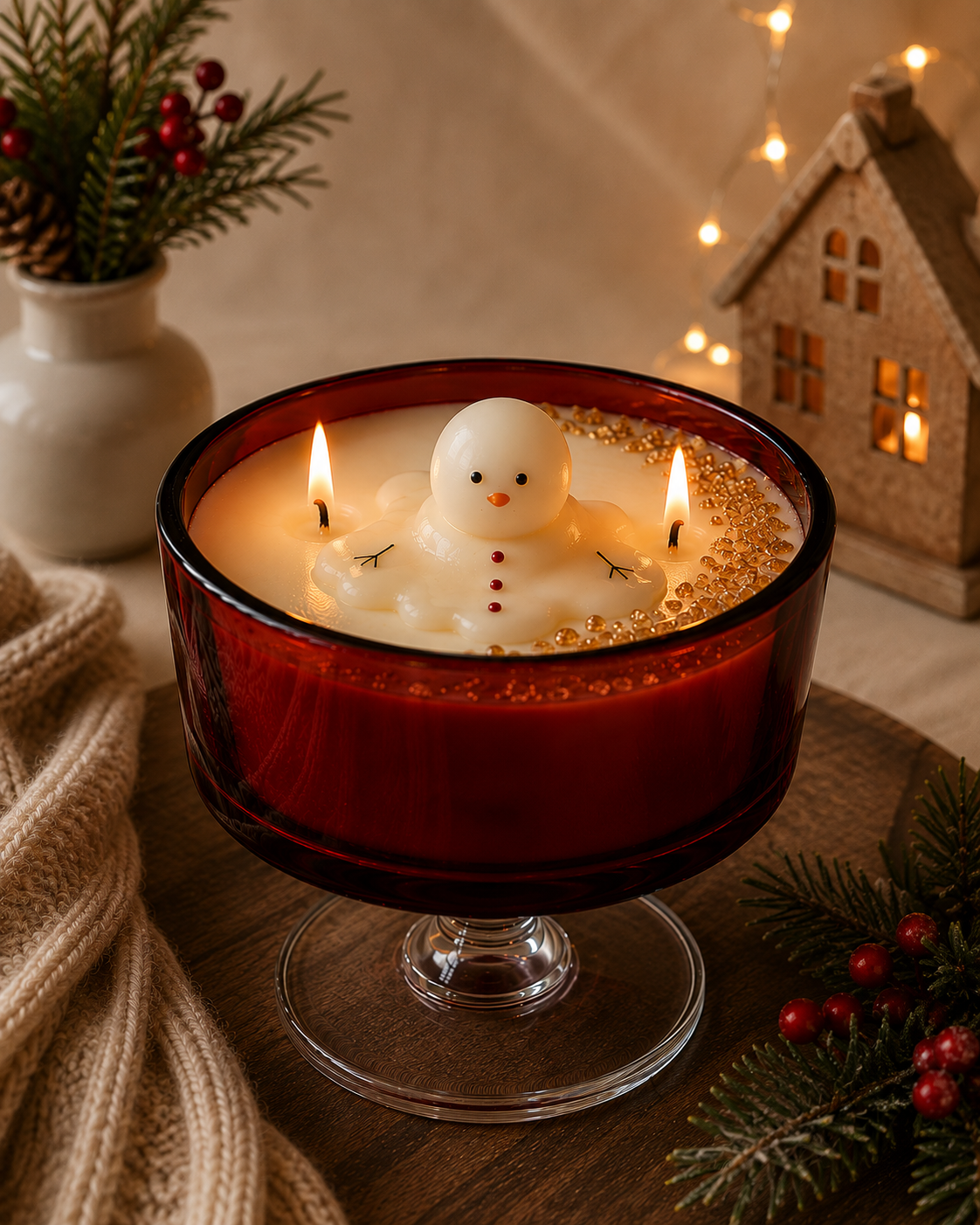 Melting Snowman Candle – Christmas Glass Candle