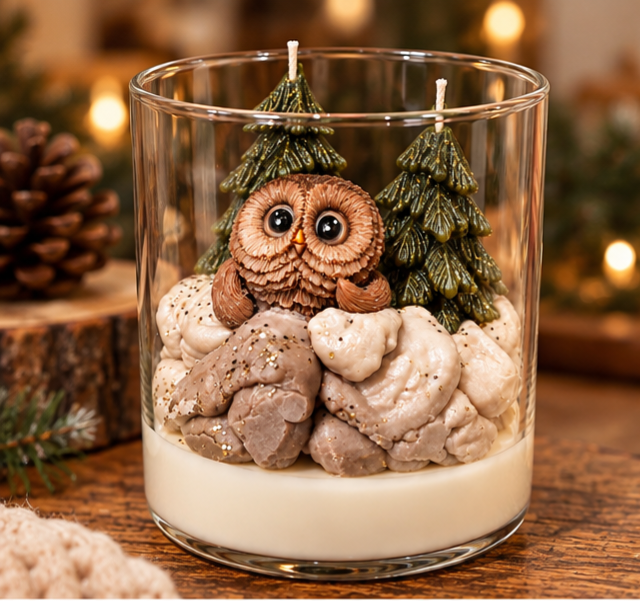 The Little Woodland Keeper | Handmade Owl Woodland Candle