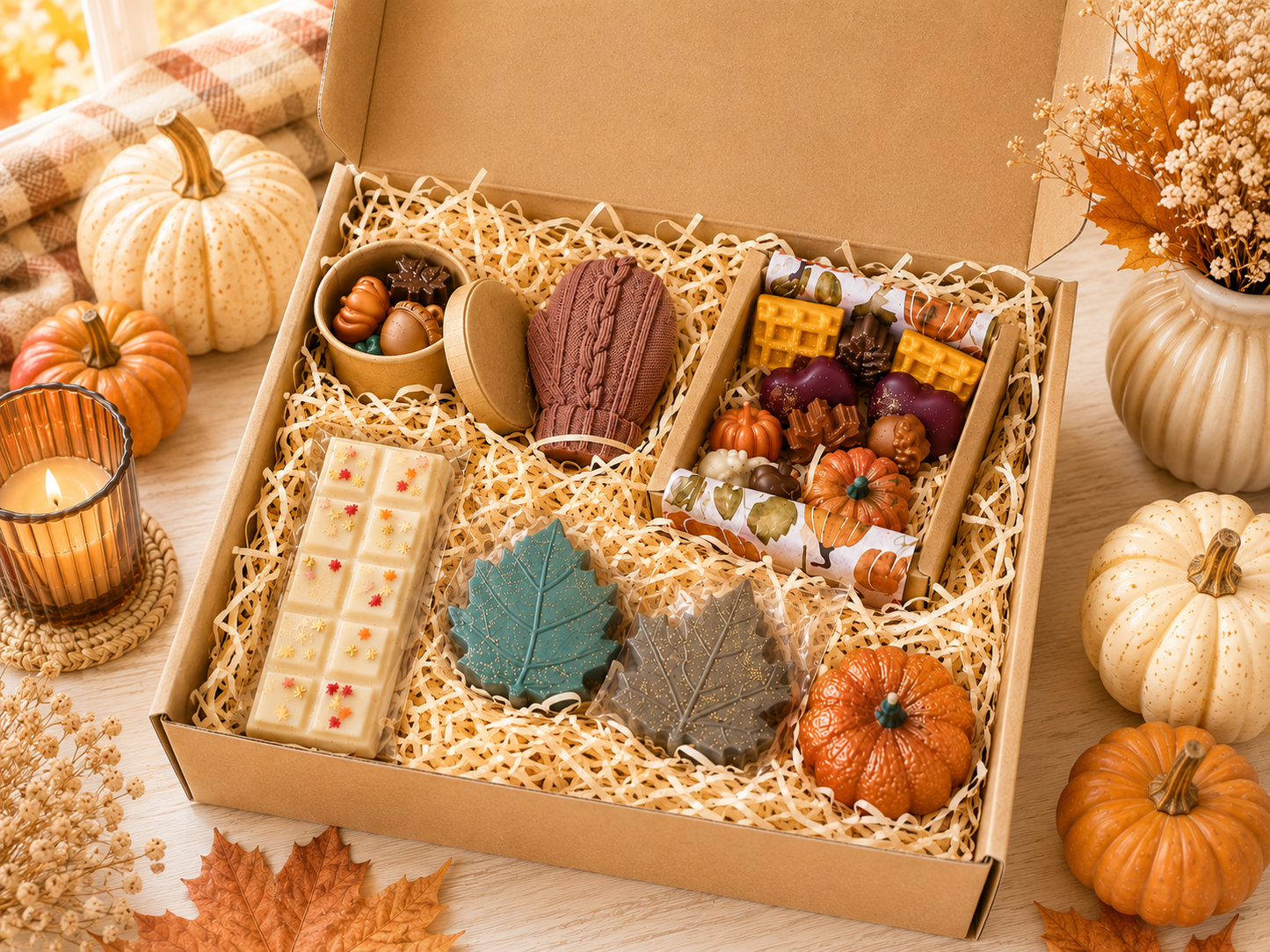 Autumn Wax Melt & Candle Gift Box | Handmade Autumn Home Fragrance Gift | Serene Glow