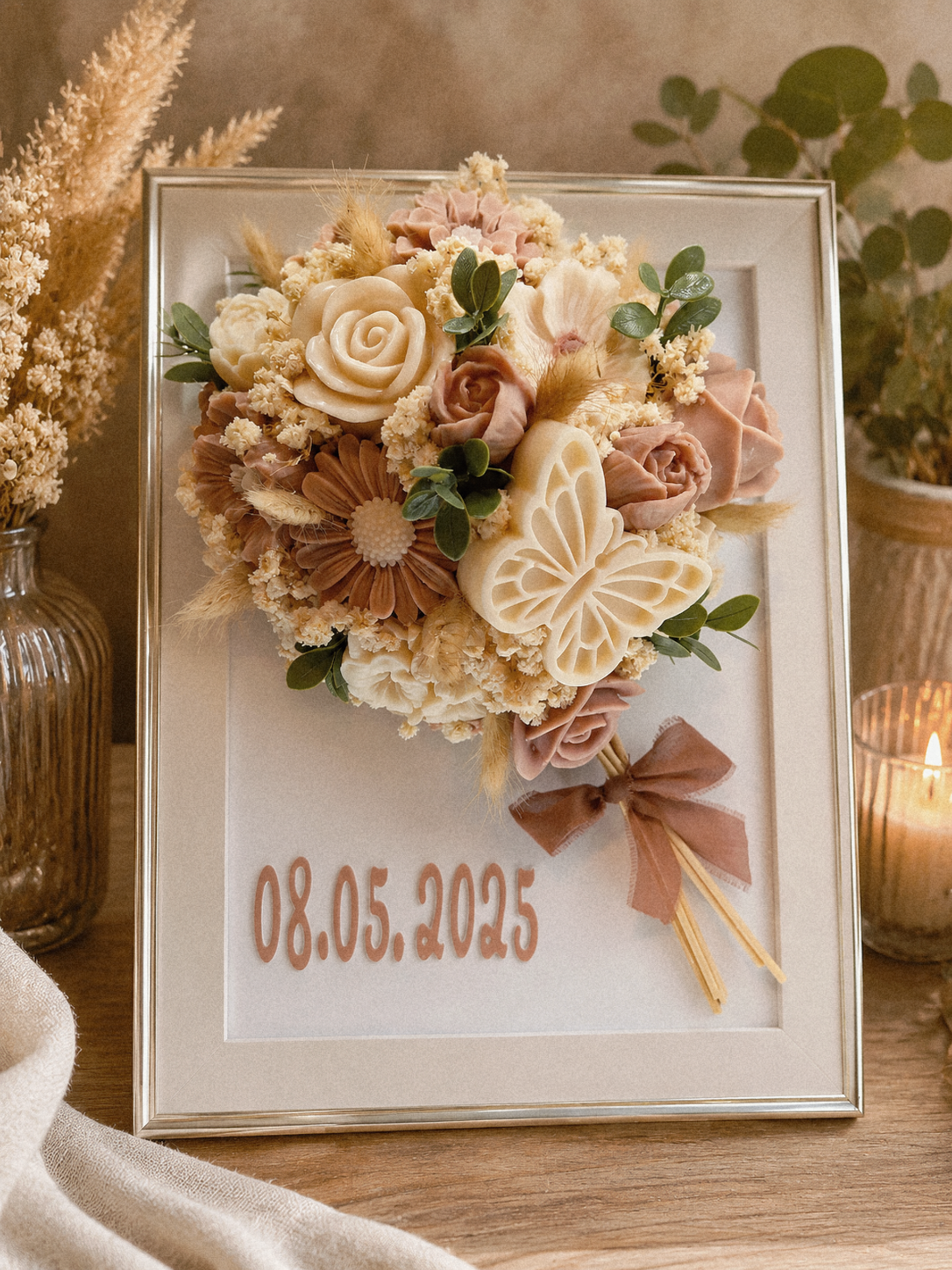 Flower Bouquet Scented Wax Keepsake Frame