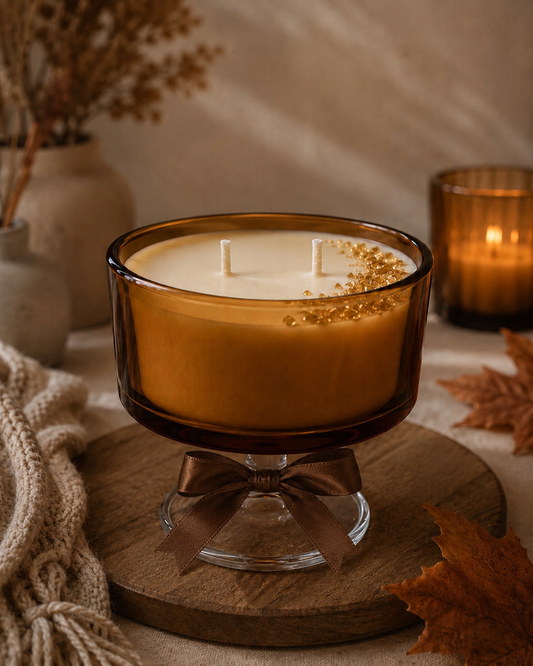 Amber Pedestal Candle | Luxury Hand-Poured Candle | Serene Glow Home Fragrance