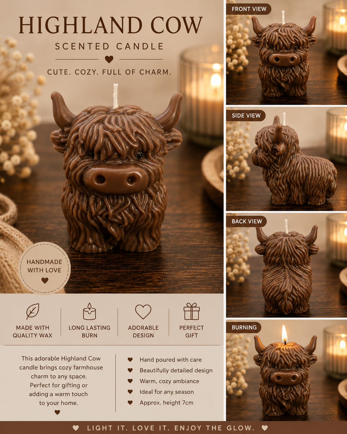 Hamish the Highland Cow Candle