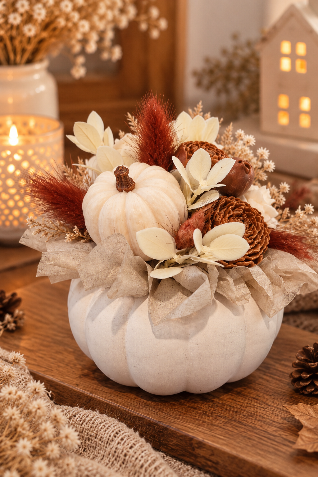 Autumn Pumpkin Wax Flower Bouquet