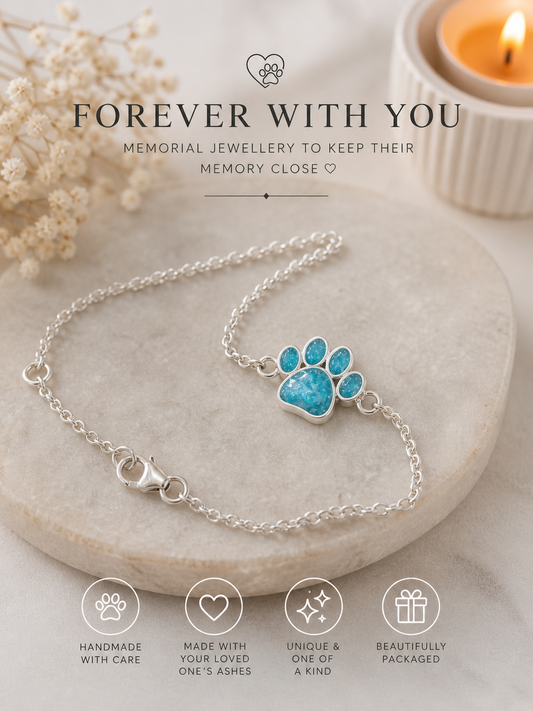 Jewellery with ashes paw Print