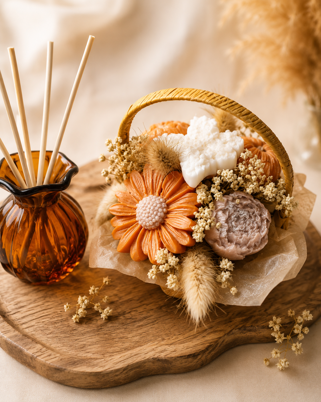 Autumn Wax Melt Bouquet Basket | Handmade Autumn Gift