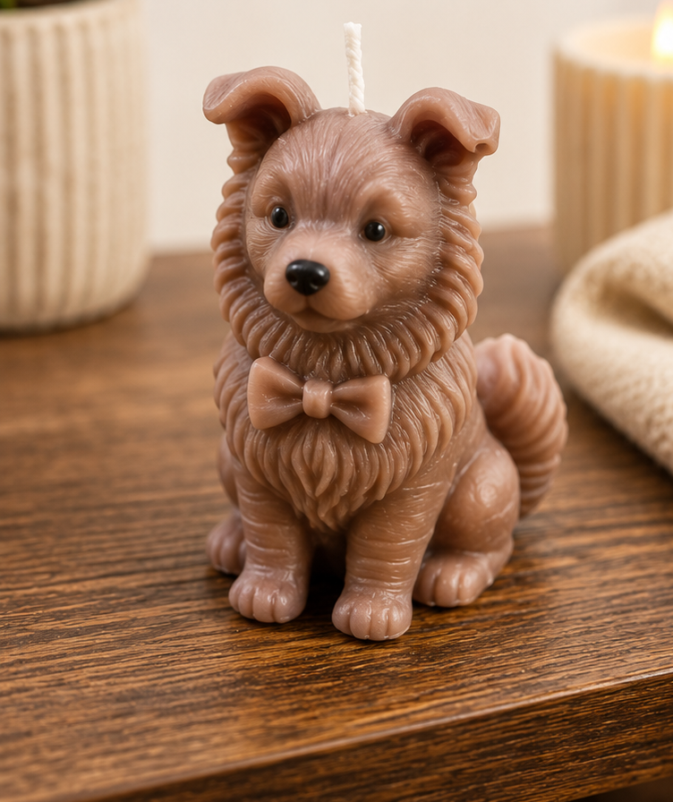 Border Collie Puppy Candle