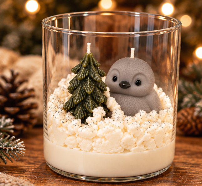 The Little Penguin's Hideaway | Handmade Christmas Candle