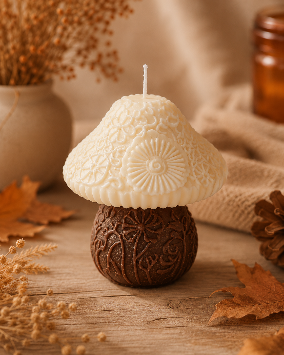 Mushroom Candle | Decorative Scented Candle | Serene Glow Home Fragrance