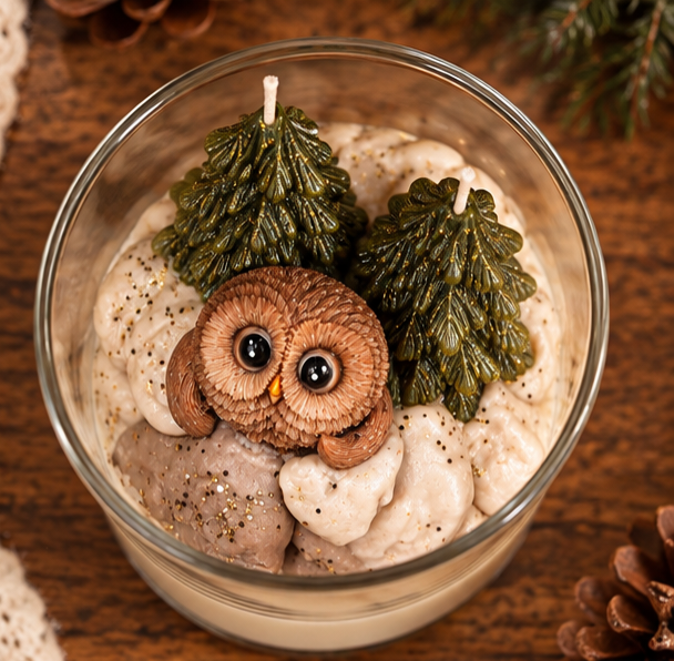 The Little Woodland Keeper | Handmade Owl Woodland Candle