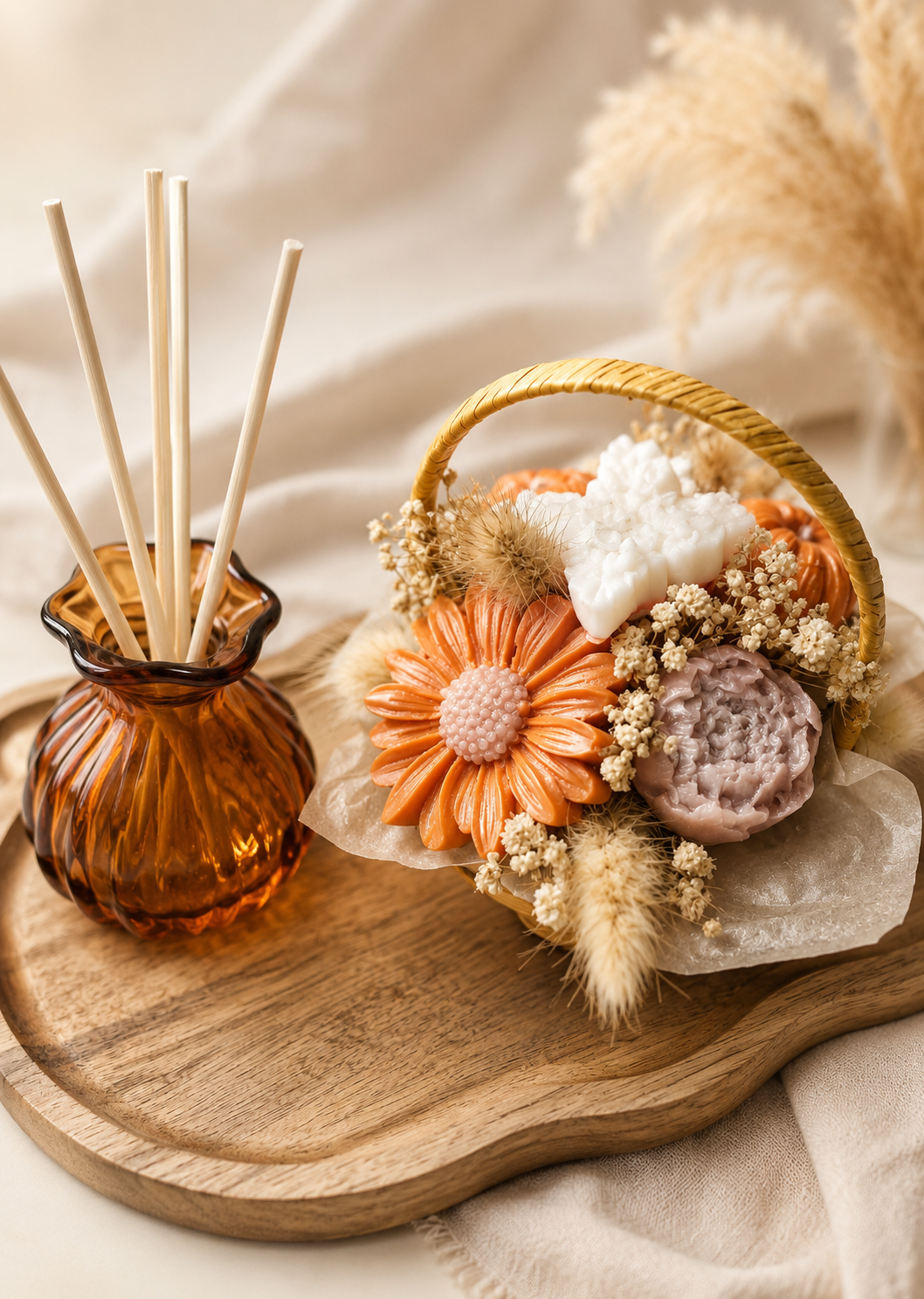 Autumn Wax Melt Bouquet Basket | Handmade Autumn Gift
