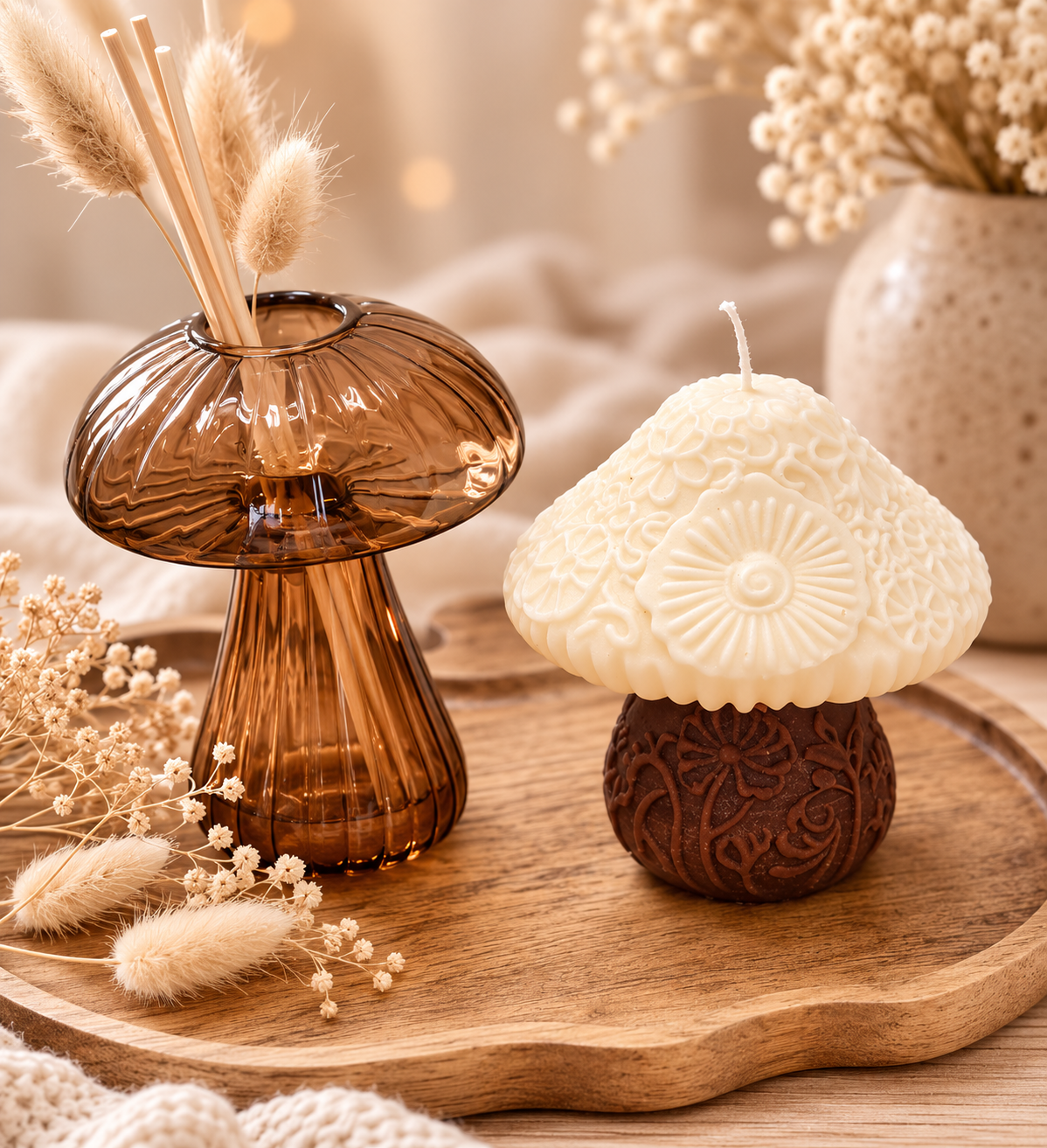 Mushroom Candle | Decorative Scented Candle | Serene Glow Home Fragrance