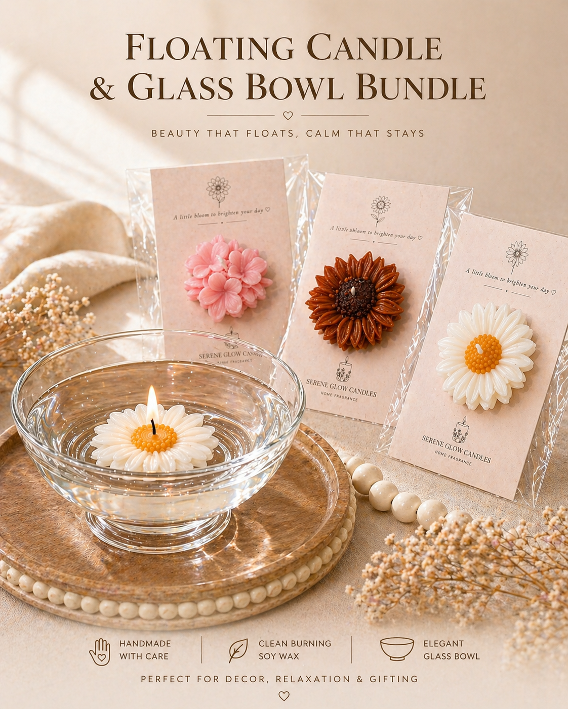 Floating Candle and Glass Bowl Bundle