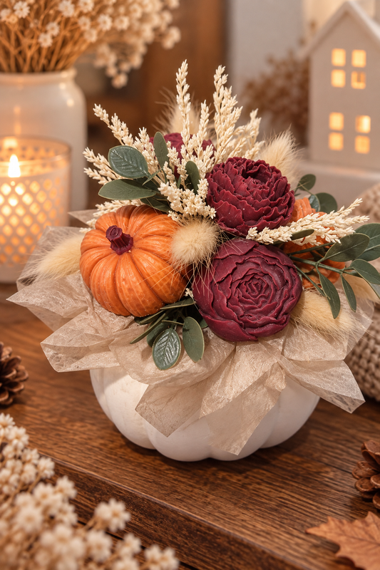 Autumn Pumpkin Wax Flower Bouquet