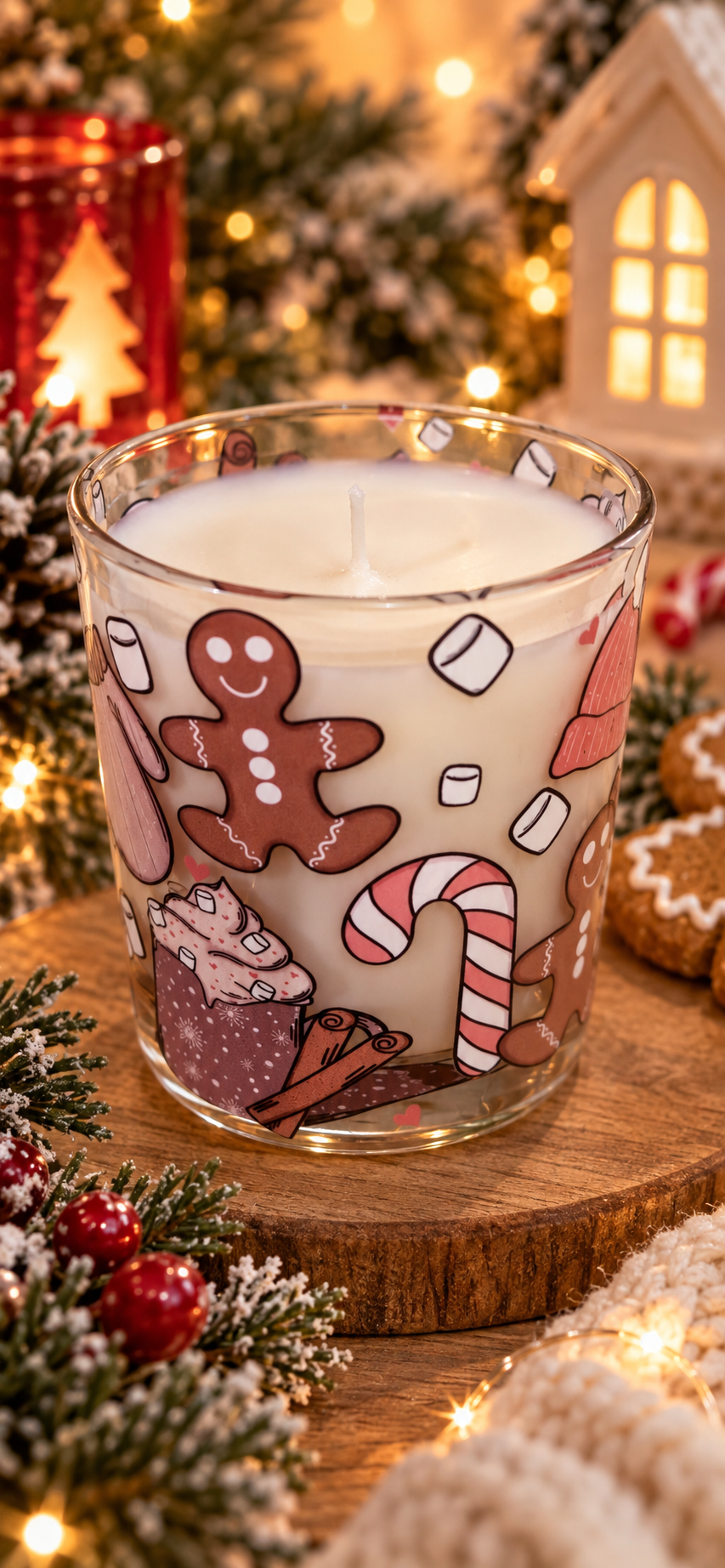 Cosy Gingerbread Christmas Candle – Festive Glass Candle