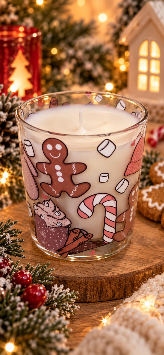 Cosy Gingerbread Christmas Candle – Festive Glass Candle