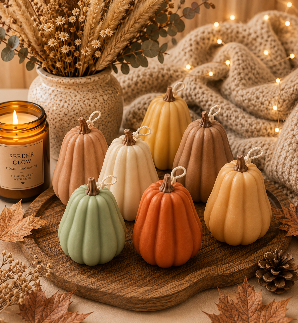 Pumpkin Harvest Candle | Handmade Autumn Candle | Serene Glow Home Fragrance