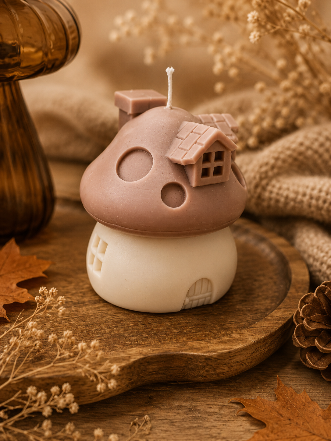 Mushroom House Candle | Decorative Cottage Candle | Serene Glow Home Fragrance